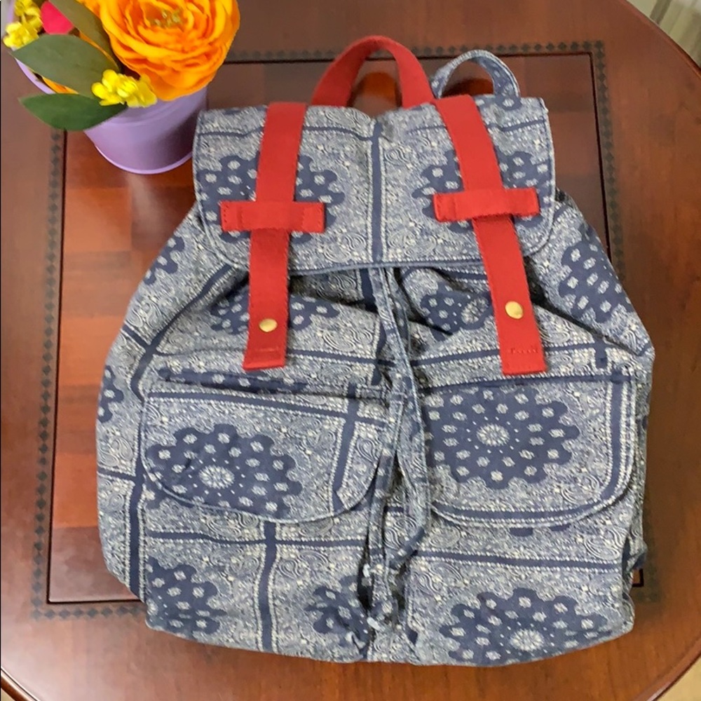 NWOT Drawstring Denim Backpack